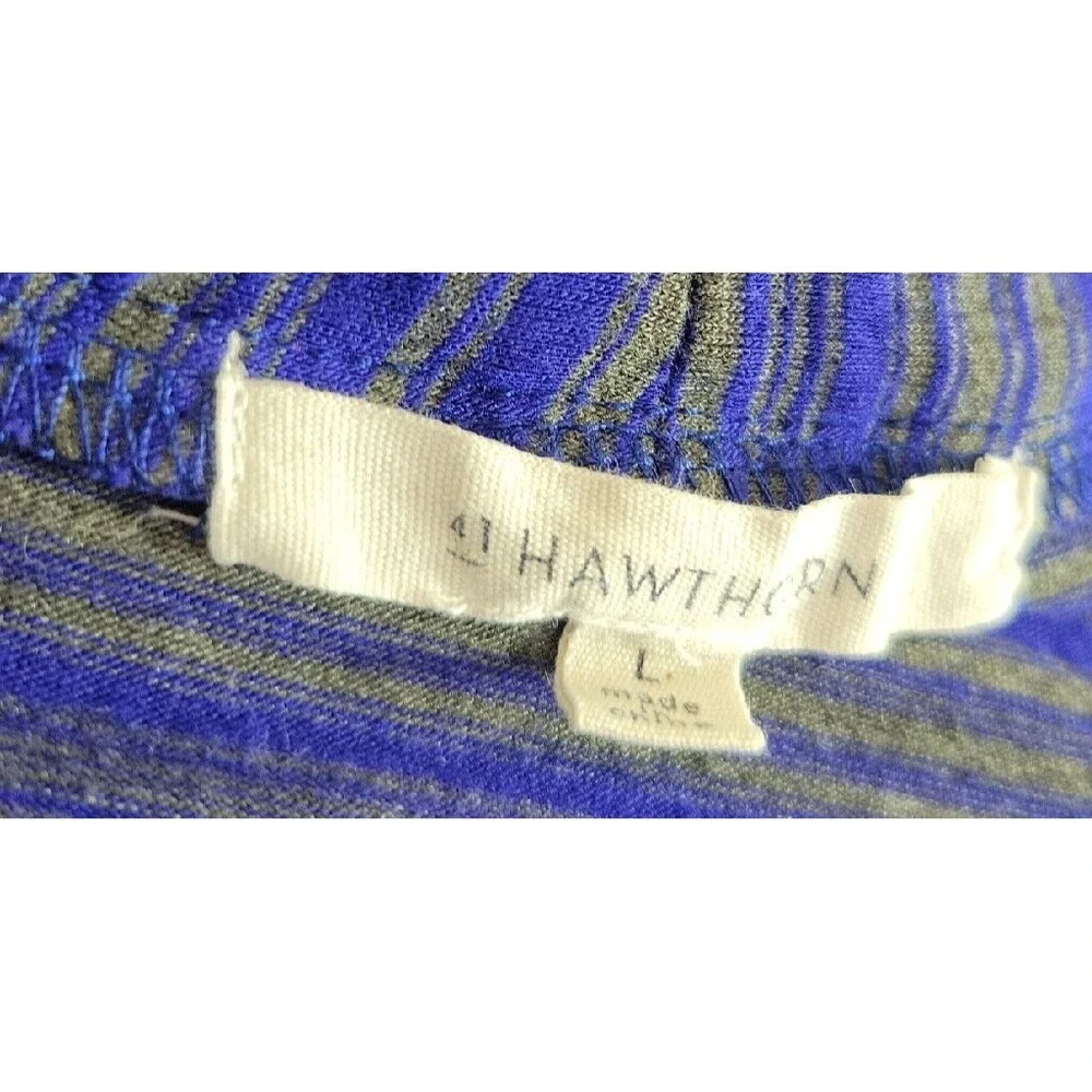 41 Hawthorn Cardigan Sweater Open Front Striped Draped Knit Blue Gray Size Large